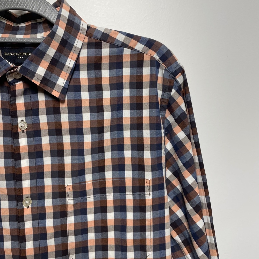 Banana Republic Mens Plaid Long Sleeve Button Down Shirt Size L - Picture 2 of 9